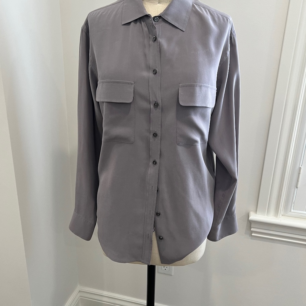 Equipment grey silk button up